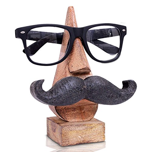 IndiaBigShop Soporte para Gafas de Madera, Soporte para Gafas Bigote, Soporte para Gafas marrón de 6 Pulgadas, día de Pascua, día de la Madre, Regalo del Viernes Santo