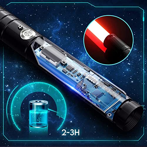 InLoveArts Espada Laser LED-RGB Lightsaber 7 Colores Sable de luz de Juguete con Mango de Metal, 1 Juegos de Sonido de Combate Simulado, Cadeaux de Noël & Jedi Knight Cosplay Sable de Luz