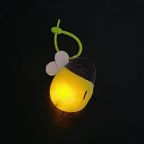 Interactive Firefly Plush Keychain, Interactive Firefly Plush Keychain for Backpacks, 3D Cute Plush Firefly Keychain with Illumination, Light-Up Firefly Keychain, Cute Firefly Plush Keychain. (2)