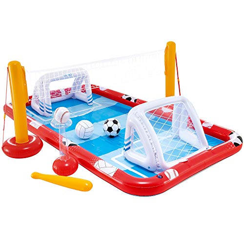 Intex 57147NP - Centro de juegos acuático hinchable INTEX, para niños, medidas 325x267x102 cm, 470 litros, voleibol, fútbol, baloncestos y béisbol, a partir de 3 años