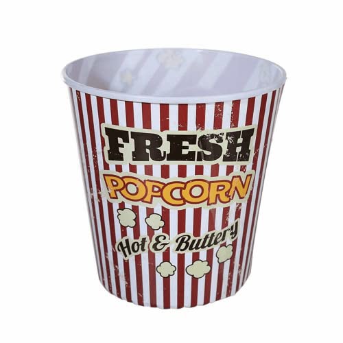 Invero Juego de 4 cubos de palomitas de maíz de plástico estilo clásico, retro, 2,8 l, ideal para noches de cine para niños o adultos