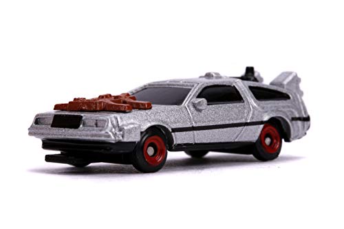 JADA - Regreso AL Futuro Set 3 Diferentes Modelos de Mini Coche Car 4cm Delorean 1 2 3 Nano Blister NV-5 Back To The Future