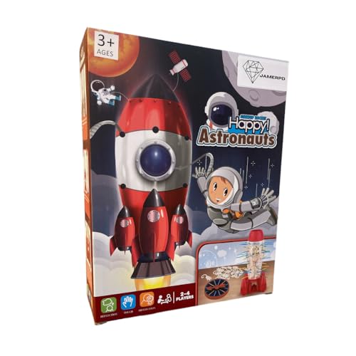 JAMERPD Happy Astronauts - Juego Astronautas, Juegos de Mesa para niños +3 años, 2-4 Jugadores (Rojo)