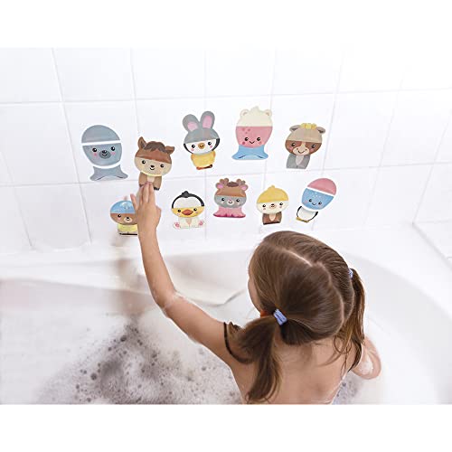 Janod - Animales combinables para el Baño - Juguete de Baño - 30 Piezas de Espuma que flotan y se pegan - Juguete para Bebés - A partir de 2 Años, J04718