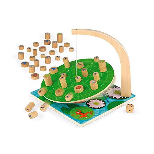 Janod - Waterlily Challenge - Childrens Board Game - Skill and Strategy Game - Wooden Toy - 2 to 6 Players - FSC-Certified - Ages 6 and up - J02690