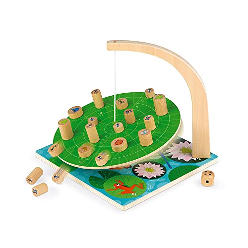 Janod - Waterlily Challenge - Childrens Board Game - Skill and Strategy Game - Wooden Toy - 2 to 6 Players - FSC-Certified - Ages 6 and up - J02690