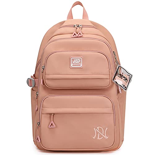 JANSBEN Mochilas Escolares Niña Niño backpack juveniles adolescentes impermeable Nylon Multi-bolsillo 30L (Rosa)