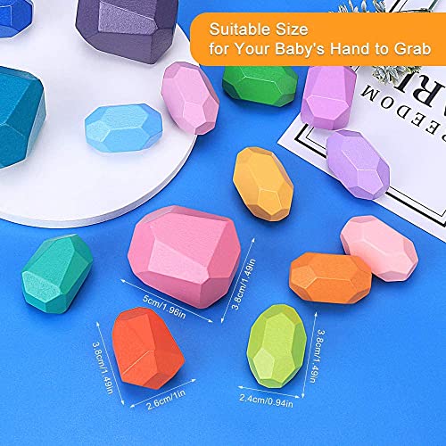 Japace 20 Piezas Juguetes de Apilar de Piedras, Juguetes Niños 2 3 4 Años Montessori Piedras de Equilibrio en Madera Bloques de Construcción Juego Educativo para Bebés Regalo Niña Niños 3-6 Años