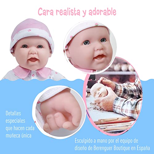 JC TOYS- Muñeca La Baby de 40 cm Tiene Cuerpo Blando y Lavable, biberón mágico y Chupete, Rosa, diseñado en España, 12 Meses