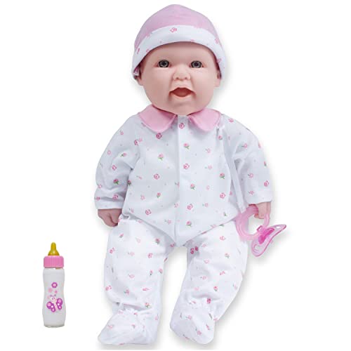 JC TOYS- Muñeca La Baby de 40 cm Tiene Cuerpo Blando y Lavable, biberón mágico y Chupete, Rosa, diseñado en España, 12 Meses