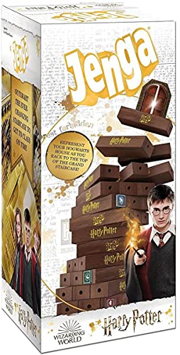 Jenga Harry Potter,Construye la gran escalera de Hogwarts para llegar al aula,Basado en la franquicia de película de Harry Potter,Juego de Jenga coleccionable,Juego único con dados personalizados