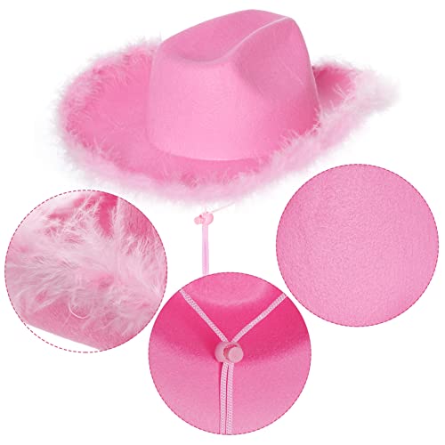 jerbro Juego de 2 sombreros de vaquero rosa y lentes de sol en forma de corazón, disfraz para niñas y mujeres, Halloween, cosplay, accesorios de fiesta (adulto, rosa)