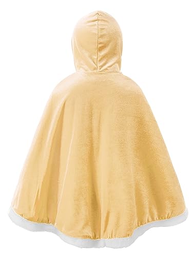 JerrisApparel Niña Princesa Capa Disfraz con Capucha Navidad Abrigos (150, Amarillo)