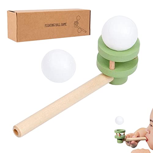 JINGAN Equilibrio soplado - Juguetes Juego Bolas Tubo soplado flotantes | Pipa mágica Madera para niños, Juego Pelota Flotante, diversión clásica, Juguetes educativos