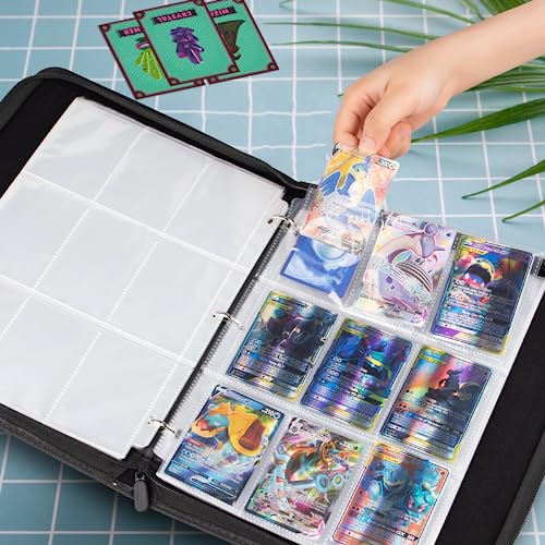 Jinhuaxin 900 Fundas Cartas Bolsillos, 50 Páginas Fundas para Cartas Doble, Funda Carta Transparentes para Tarjetas de Colección de Juegos, Fundas Cartas Magic