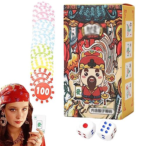 JNWHY Juego de Mahjong Mini Tarjetas Mahjong 144 Tarjetas/Juego de Juego de Viaje de plástico Mate Accesorios para reunión Familiar Fiesta Solitario Tipo Mahjong Mahjong Chino