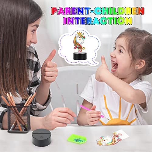 Jocossol Regalo niña 3 4 5 6 7 8 años, Unicornios para niñas de 4 a 9 años Lámpara 3D Luz Nocturna para 4 5 6 7 Niños Niñas Kit Manualidades para niñas Kits de Pintura de Diamantes de Unicornio