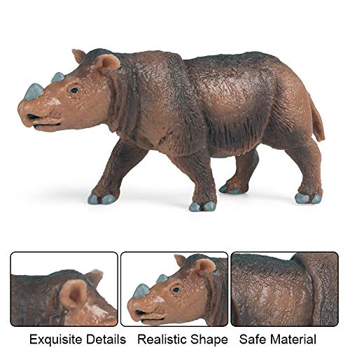 JOKFEICE Figuras de Animales Realista Plástico Rinoceronte de Sumatra Proyecto de Ciencia, Juguetes educativos de Aprendizaje, Regalo de cumpleaños, decoración para Tarta para niños pequeños