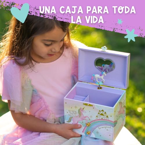 Joyero Musical de Unicornio para Niñas - Caja de Música Infantil con Unicornio Giratorio, Regalo de Cumpleaños Unicornio para Niñas, 17,1 x 13,3 x 15,2 cm - Edades 3-10