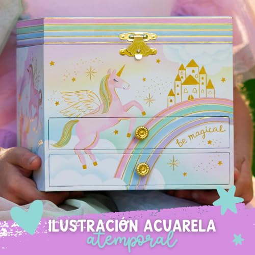 Joyero Musical de Unicornio para Niñas - Caja de Música Infantil con Unicornio Giratorio, Regalo de Cumpleaños Unicornio para Niñas, 17,1 x 13,3 x 15,2 cm - Edades 3-10