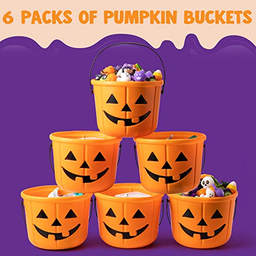 JOYIN Truco o de la Fiesta de Halloween Cesta de la Calabaza Cubo Jack o de la Calabaza Caramelo Suministros Cubos con la manija (6 Pack)