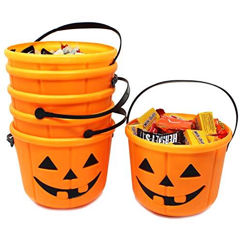 JOYIN Truco o de la Fiesta de Halloween Cesta de la Calabaza Cubo Jack o de la Calabaza Caramelo Suministros Cubos con la manija (6 Pack)