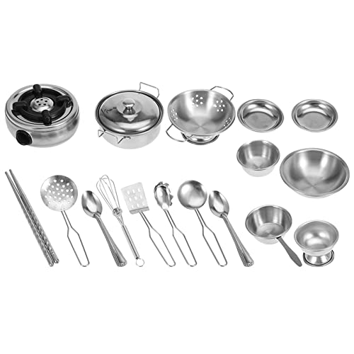 Joyzan Juguetes de Cocina para Niños, Inoxidable Set Utensilios Culinario, Mini Juguete Simulados Kit Cacerola con Cuchara Mezcladora Mucho Más Juego Imitación Niños Juguetes, 3 Años Edad, 16 Piezas