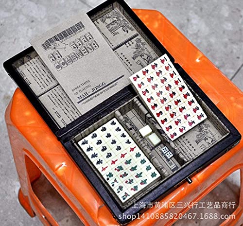 JRZTC Mahjong Mahjong Set Tablero de Juego 144 Tiles Mah-Jong Set Juguete Chino portátil con Caja Party Gambling Game Board Mah-Jong Game Board