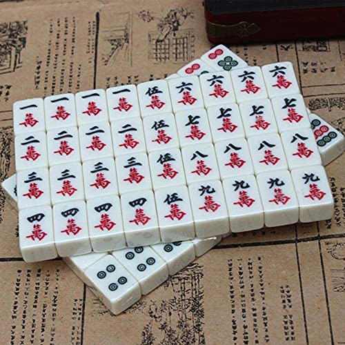 JRZTC Mahjong Mahjong Set Tablero de Juego 144 Tiles Mah-Jong Set Juguete Chino portátil con Caja Party Gambling Game Board Mah-Jong Game Board