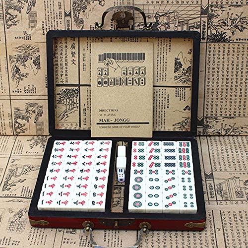 JRZTC Mahjong Mahjong Set Tablero de Juego 144 Tiles Mah-Jong Set Juguete Chino portátil con Caja Party Gambling Game Board Mah-Jong Game Board