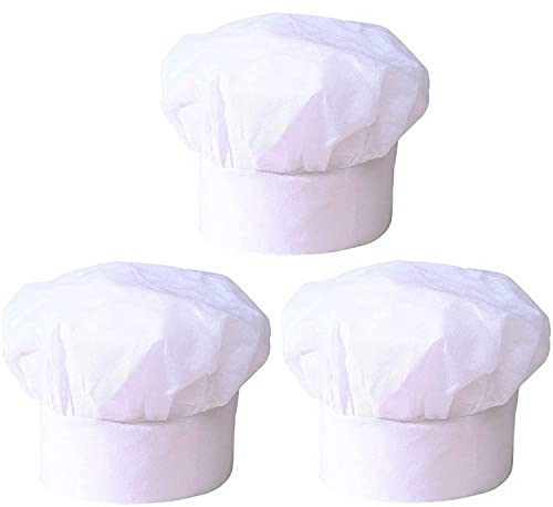 Juego de 3 Gorros Cocineros para Disfraz, Gorro Chef Camarero para Adultos, Disfraces de Uniformes de Trabajo