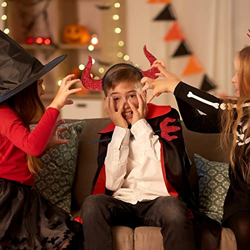 Juego de 4 diademas con cuernos de ángel y diablo, varita mágica roja de diablo, banda de pelo de ángel en ángulo, juegos de cabezales, cuernos de diablo, banda para el pelo para Halloween, accesorios