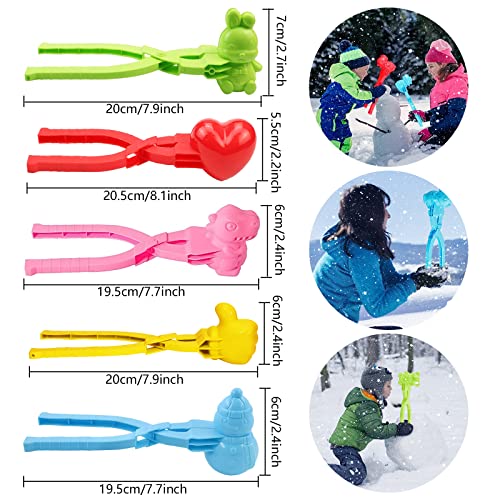 Juego de 5 Fabricante de Bolas de Nieve, Molde para Bolas de Nieve, Fabricantes de Bolas de Nieve de Invierno, Moldes de Nieve en Diferentes Formas, Juguetes al Aire Libre para Niños y Adultos…