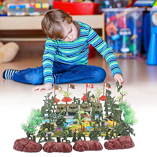 Juego de 52 figuras de soldados del ejército, juego de soldados, figuras de juguete militar, figuras de plástico, militares militares, militares con soldados, aviones, tanques, banderas para niños 3+