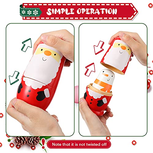 Juego de 6 Muñecas Rusas de Madera Hechas a Mano de Santa Claus Pingüino Alce Muñeco de Nieve Matryoshka Regalo Muñeca Apilable Juguetes para Navidad y Cumpleaños,6 a 1.1 Pulgadas de Alto