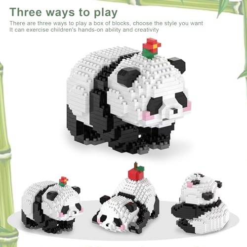 Juego de Bloques de Construcción 3 en 1, HASLED 940 Piezas Panda Mini Building Blocks, Construcciones para Niños, Mini Bloques de Construcción de Animales, Apto para Adultos y Niños