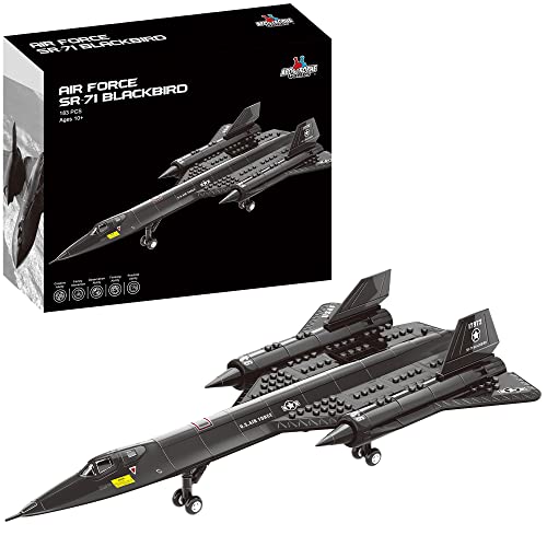 Juego de Bloques de Construcción SR-71 Blackbird Jet - juego de juguetes de 183 piezas-Avión de Bloques de Construcción para Niños y Adultos-Compatible con todos los Ladrillos de Construcción