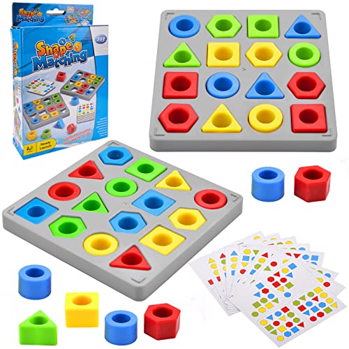 Juego de Combinación de Forma Geométrica, Batalla de Combinación Rápida para 2 Jugadores, Juego de Combinación de Formas Juguete Educativo Sensorial de Color Niños y Niñas a Partir de 3 Años (Blanco)