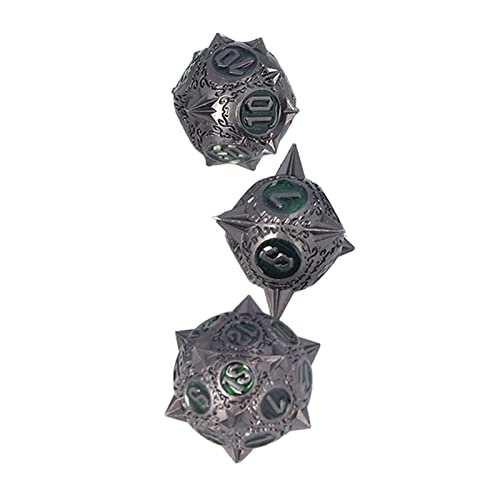 Juego de Dados D&D de Metal, 7 Piezas Juego de Mesa Port¨¢Til Poli¨¦Drico Dados Desplazamiento Equilibrado Juegos de Mesa Vintage Accesorios para Juego de Mazmorras y Dragones (Verde)