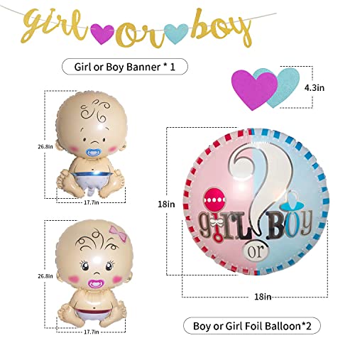 Juego de decoraciones de revelación de género para bebé (43 piezas) – Globos para niño o niña y globos rosa y azul & Banner para revelar ideas de género y fiesta de revelación de género