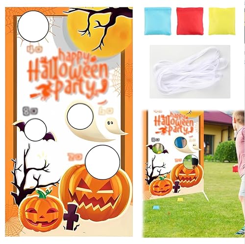 Juego de Lanzamiento de Puf de Halloween, ZoneYan Juego de Lanzamiento de Puf de Halloween, Halloween Puf Juego Banner, Bolsa de Frijol de Halloween Juego, Juegos de Fiesta para Niños Exteriores