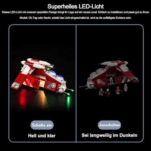 Juego de luces de mando a distancia para Lego 75354 Coruscant Guard Gunship (no Lego), juego de iluminación LED para Lego S'tar Wars: The Clone Wars Coruscant Guard Gunship Creativo Juguetes