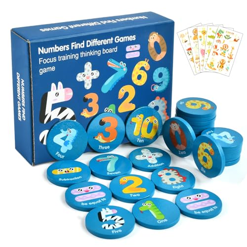 Juego de Memoria, Juegos Educativos Montessori, Juego de Numeros - Aprender a Contar, Juego de Parejas Memoria Niños con tatuajes de animales para niños, Juego Memoria para Niños y Niñas de 3+ Años