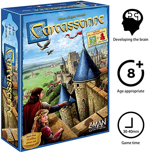 Juego de Mesa Carcassonne Juego de Mesa para Fiesta Familiar Juego de Mesa Expandido Un Juego de Estrategia para la Construcción de Ciudades,el Acaparamiento de Terrenos Edificios Adecuado para (1)