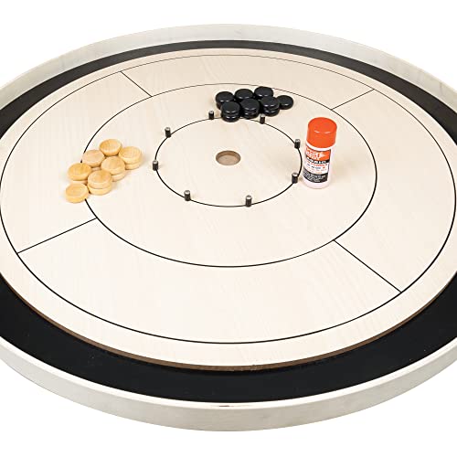 Juego de Mesa Crokinole - Tablero de Torneo, Discos, Polvo de Carrom, maletín de Transporte - Tamaño Oficial - Juego estratégico para jóvenes y Mayores