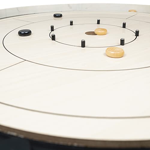 Juego de Mesa Crokinole - Tablero de Torneo, Discos, Polvo de Carrom, maletín de Transporte - Tamaño Oficial - Juego estratégico para jóvenes y Mayores