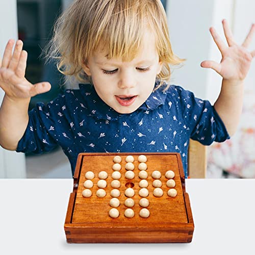 Juego de Mesa de Solitario de Madera - Decoración de Mesa para Sala de Estar y Oficina - Noble Chess Jump Chess Toy para Adultos niños, Juego Familiar Educativo clásico Generic