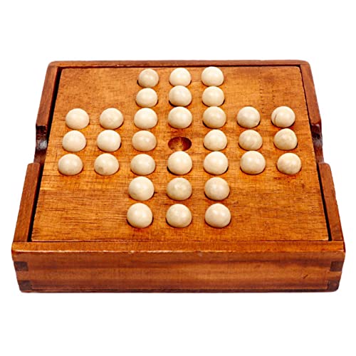 Juego de Mesa de Solitario de Madera - Decoración de Mesa para Sala de Estar y Oficina - Noble Chess Jump Chess Toy para Adultos niños, Juego Familiar Educativo clásico Generic