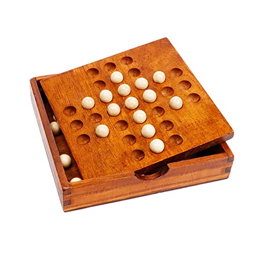 Juego de Mesa de Solitario de Madera - Decoración de Mesa para Sala de Estar y Oficina - Noble Chess Jump Chess Toy para Adultos niños, Juego Familiar Educativo clásico Generic