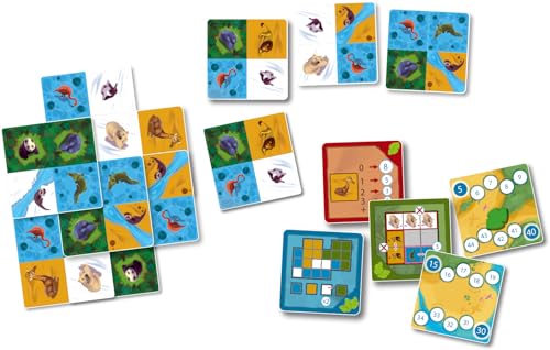 Juego de mesa Nimalia,Juego de estrategia con temática de animales,Juego de construcción de territorio,Tiempo promedio de juego de 25-30 minutos,Fabricado por Lucky Duck Games